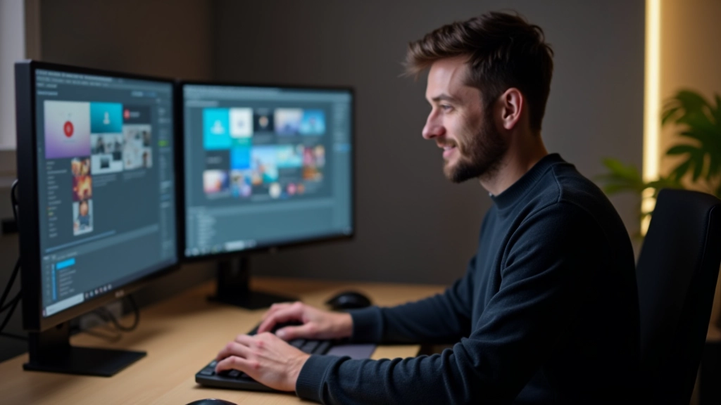Computador com software de animação aberto, mostrando timeline e camadas de animação